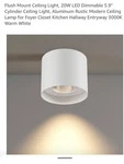 Flush Mount Ceiling Light, 20W Led Dimmable 5.9" Cylinder Alum... New. Price: $65.99.