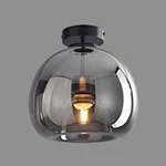 Nordic Mid Century Globe Semi Flush Mount Ceiling Light Fixture Smoke Grey Glass Open. Price: $49.99.