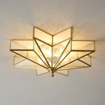 Ceiling Light Flush Mount 19.5 Brass Gold Embossed Glass DDXD08-TB Mazu House New. Price: $179.99.