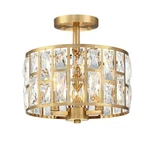 Mexo Gold Finish 3LT Crystal Semi Flush Mount Ceiling Light Fixture, Cylinder... Open. Price: $67.81.