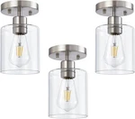 Brushed Nickel 1-LIGHT Semi Flush Mount Ceiling Pack Of 3 New. Price: $115.99.