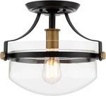 Zurich 12" Rustic Semi-flush Mount Light With Glass Shade, Brass Accents New. Price: $208.99.