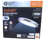 Commercial Electric 12" Hubspace Smart Cct Rgb Led Flush Mount - Brushed Nickel New. Price: $19.99.