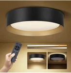 Hiluxia 11.8" Black Led Flush Mount Ceiling With Night Light, 24W Open. Price: $59.99.