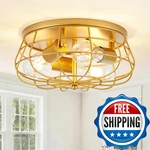 Viluxy Gold Semi Flush Mount Ceiling Industrial 3-LIGHT Rustic New. Price: $58.74.