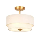 Edwarmlux 3-LIGHT Semi Flush Mount Ceiling Fixture 12.6" Gold Drum White New. Price: $66.15.