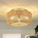 Boho Rattan 3-LIGHT Flush Mount Ceiling For Modern Home Decor New. Price: $83.99.