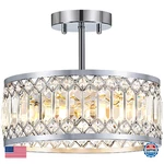 Yurnyq Crystal Ceiling Fixture, Modern Semi Flush Mount Light, Chr New. Price: $160.90.