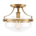 Kira Home Zurich 12" Semi Flush Mount Ceiling Light, Warm Brass, Damp Rated Open. Price: $43.96.