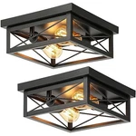 Kondras 2-PACK 2-LIGHT Industrial Square Flush Mount Ceiling Black New. Price: $51.77.