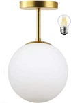 Modern Globe Semi Flush Mount Ceiling Light Fixture Frosted Glass W/ Bulb New. Price: $57.87.