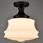 Teenyo Black Semi Flush Mount Ceiling Light Milk Glass Schoolhouse Open. Price: $79.99.