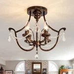 Uofus Vintage Semi Flush Mount Crystal Chandelier Oil Bronze With New. Price: $107.94.