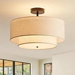 Modern 16-INCH Semi Flush Mount Drum Light With Linen Shade For Home Decor New. Price: $116.99.