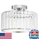 Crystal Chrome Semi-flush Ceiling Light Fixture: Modern Led Chandelier New. Price: $64.78.