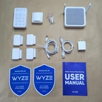 Wyze Home Security System Hub, Keypad, Motion + 4 Contact Sensors Used. Price: $60.00.
