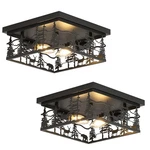 Merexcint 2 Pack Rustic Industrial Flush Mount Ceiling Light, 11" Black Metal... New. Price: $143.10.