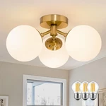 Bagood 3 Light Mid Century Modern Globe Semi Flush Mount Opal-gold New. Price: $139.21.