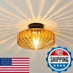 Mazu House Glass Semi Flush Ceiling Lights - 12 Vintage Mid Century Modern New. Price: $95.81.