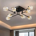 Okes 8-LIGHTS Semi Flush Mount Ceiling Fixture,black+gold (see Desc) Used. Price: $75.00.