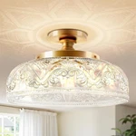 Semi Flush Mount Ceiling Light, 12 Inch Large Gold Fixture, New. Price: $79.78.
