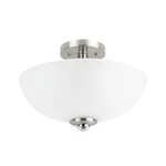 Globe Electric 63357 2-LIGHT Semi-flush 8.65", Bushed Nickel, Glass Shade New. Price: $50.99.