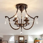 Uofus Vintage Semi Flush Mount Crystal Chandelier Oil Rubbed Bronze 4-LIGHT S... New. Price: $108.42.