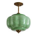 Glazart Luxa Green Milk Glass Ceiling Light Fixture, 15" Semi Flush Mount Pen... New. Price: $338.58.