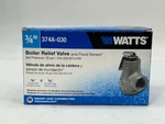 Watts 374A 3/4 In. Brass Boiler Pressure Relief Valve 30 Psi With Flood Sensor New. Price: $62.99.