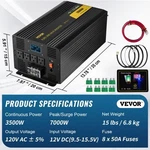 Vevor Pure Sine Inverter 3500W 12V To 120V Dc/ac Overheating Protection New. Price: $238.00.