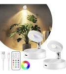 2 Rechargeable Led Spotlight For Indoor, Wireless Rgb Pack, White Open. Price: $24.99.