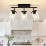3-LIGHT Semi Flush Mount Ceiling Light, Adjustable Black Track Lighting Fixture New. Price: $62.71.