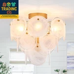 Modern Flush Mount Glass Ceiling Light, Gold Hallway Lights Vintage Chandelier, New. Price: $143.99.