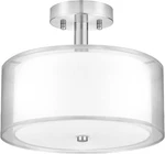 Modern 3-LIGHT Silver Semi Flush Mount Ceiling With Double Fabric Shade New. Price: $108.99.