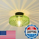 Mazu House Glass Semi Flush Ceiling Lights - 12 Vintage Mid Century Modern New. Price: $95.81.