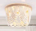 Viluxy Bohemian Wood Beaded Flush Mount Ceiling Light - Mini Chandelier White Used. Price: $30.00.