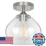 Modern Semi Flush Mount Ceiling Light With Clear Glass Shade, Industrial Close New. Price: $64.99.